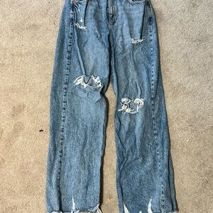 Garage Blue Distressed High Rise Jeans